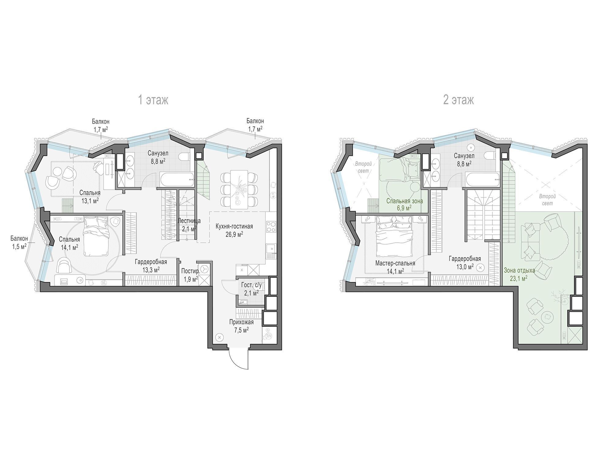 Планировка: 3-комн. квартира 91.40 м² в новостройке Квартал Тишинский бульвар