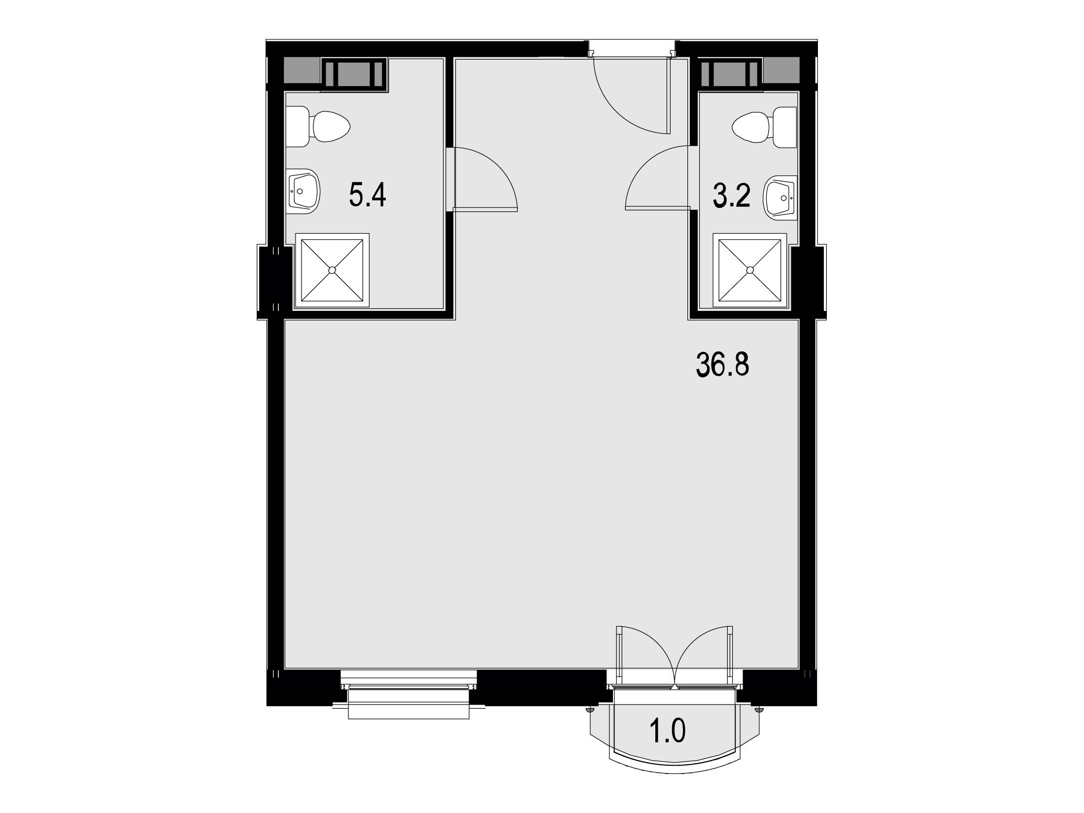 Планировка: 1-комн. квартира 47.60 м² в новостройке Wellton SPA Residence