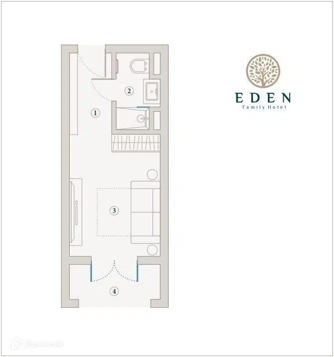 Планировка: 1-комн. квартира 80.90 м² в новостройке Эден