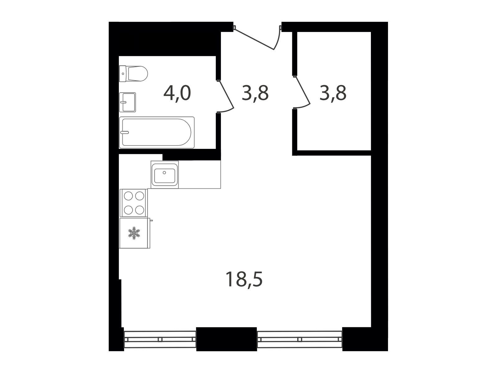 Планировка: Студия 31.30 м² в новостройке Варшавские ворота