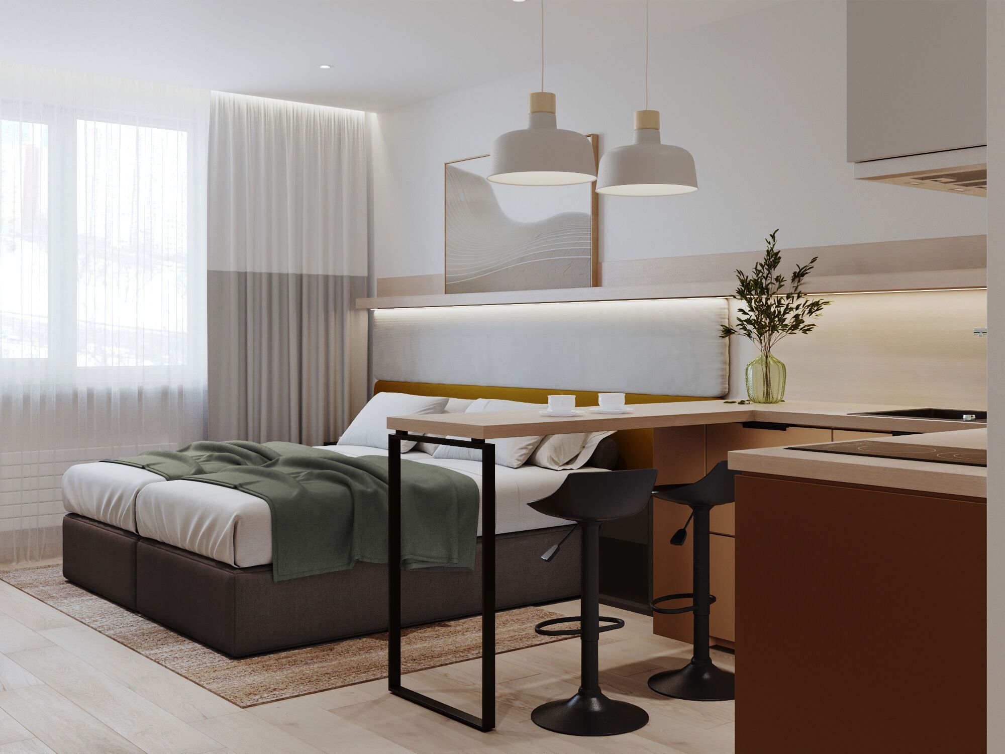 Планировка: Студия 36.80 м² в новостройке Велл