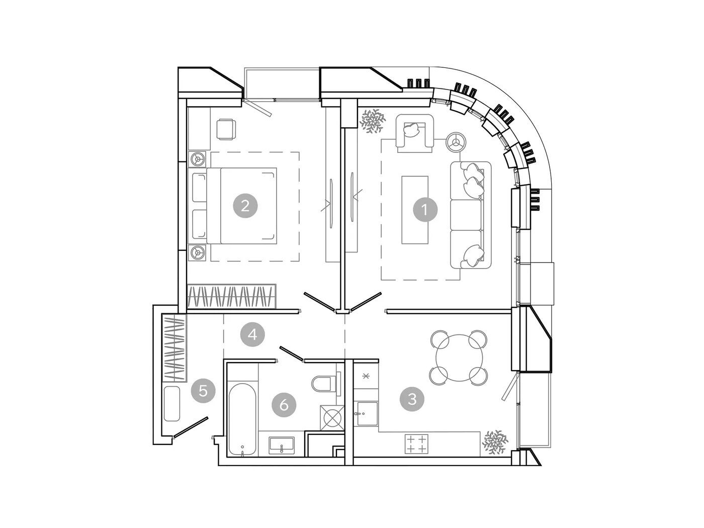 Планировка: 2-комн. квартира 61.00 м² в новостройке Уно.Соколиная гора