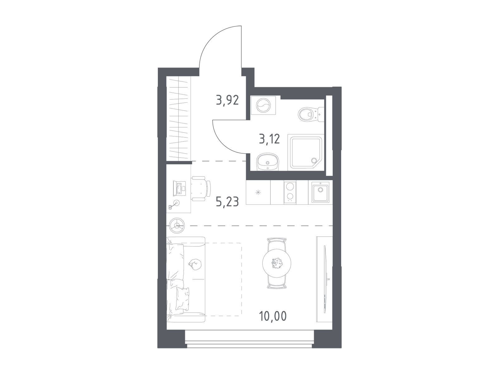 Планировка: 1-комн. квартира 22.27 м² в новостройке Большое Юрлово