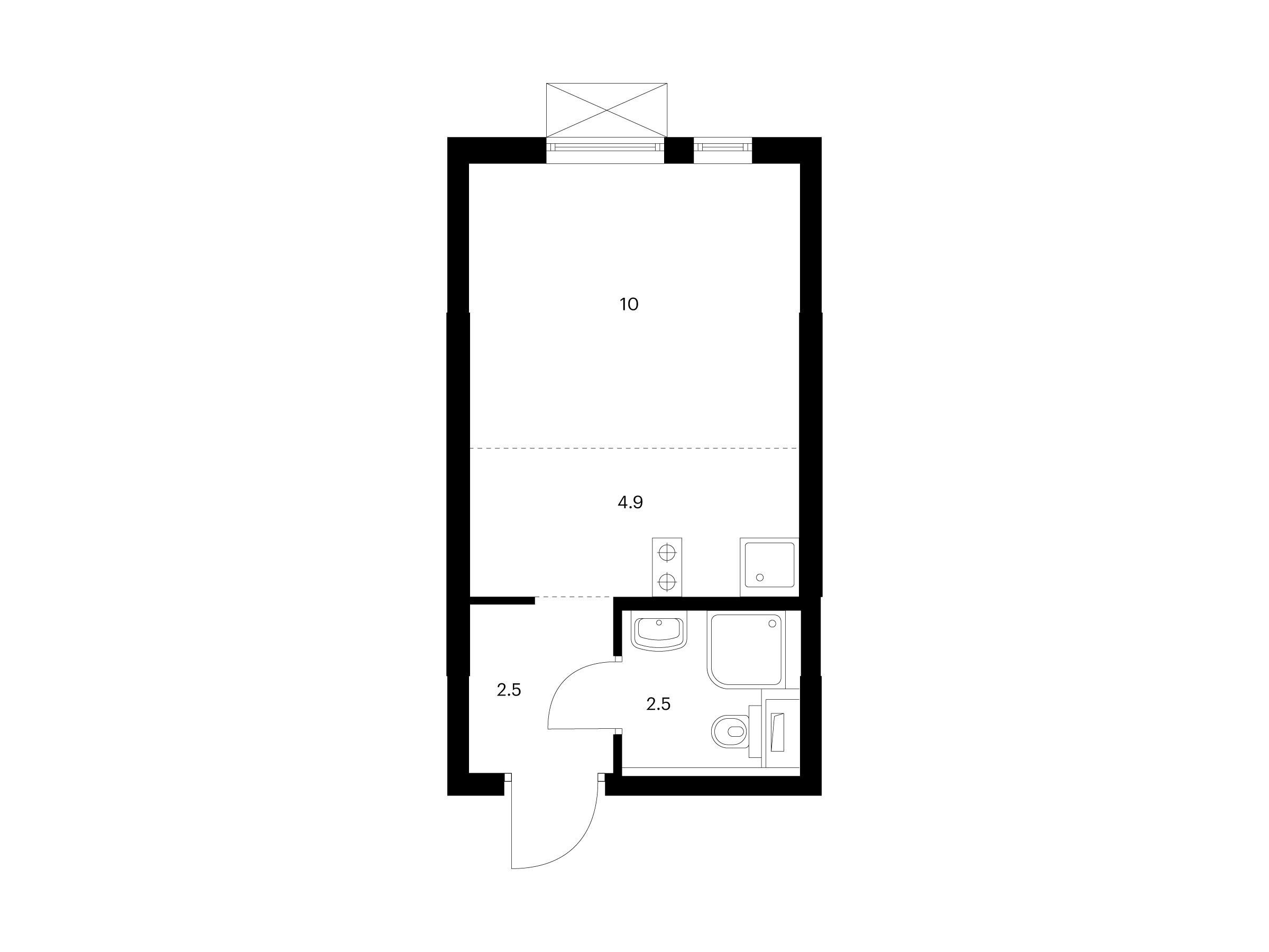 Планировка: Студия 19.90 м² в новостройке ЖК Кузьминский лес