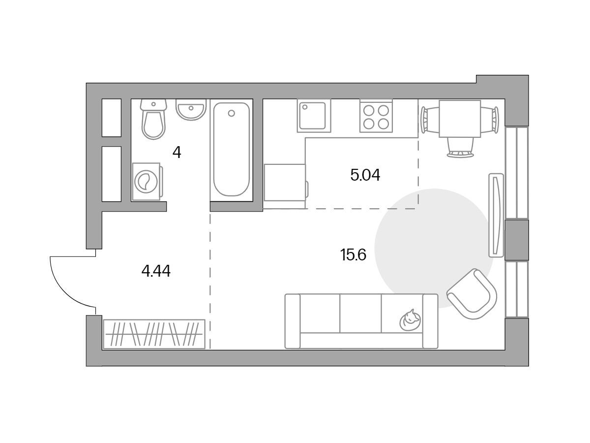 Планировка: Студия 29.08 м² в новостройке Живописный