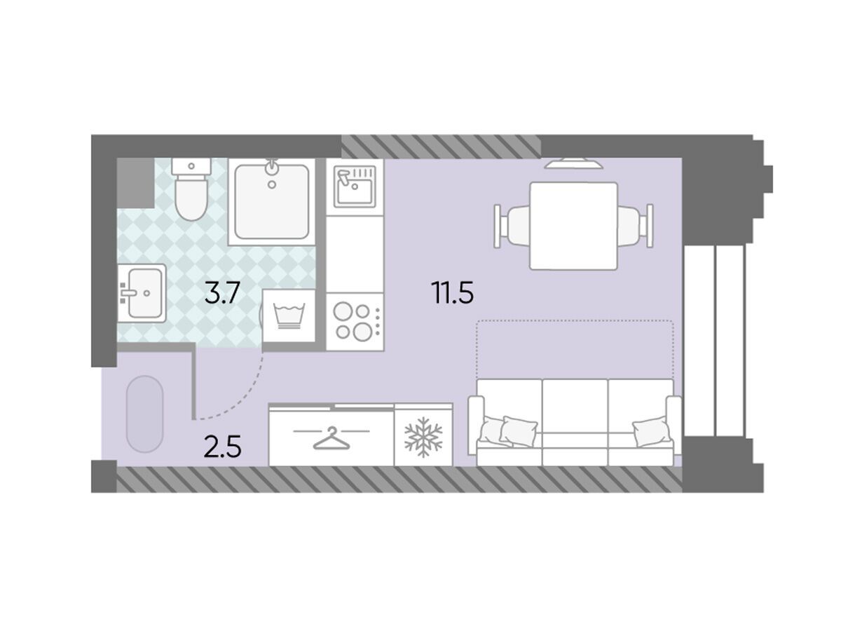 Планировка: Студия 17.80 м² в новостройке Зиларт
