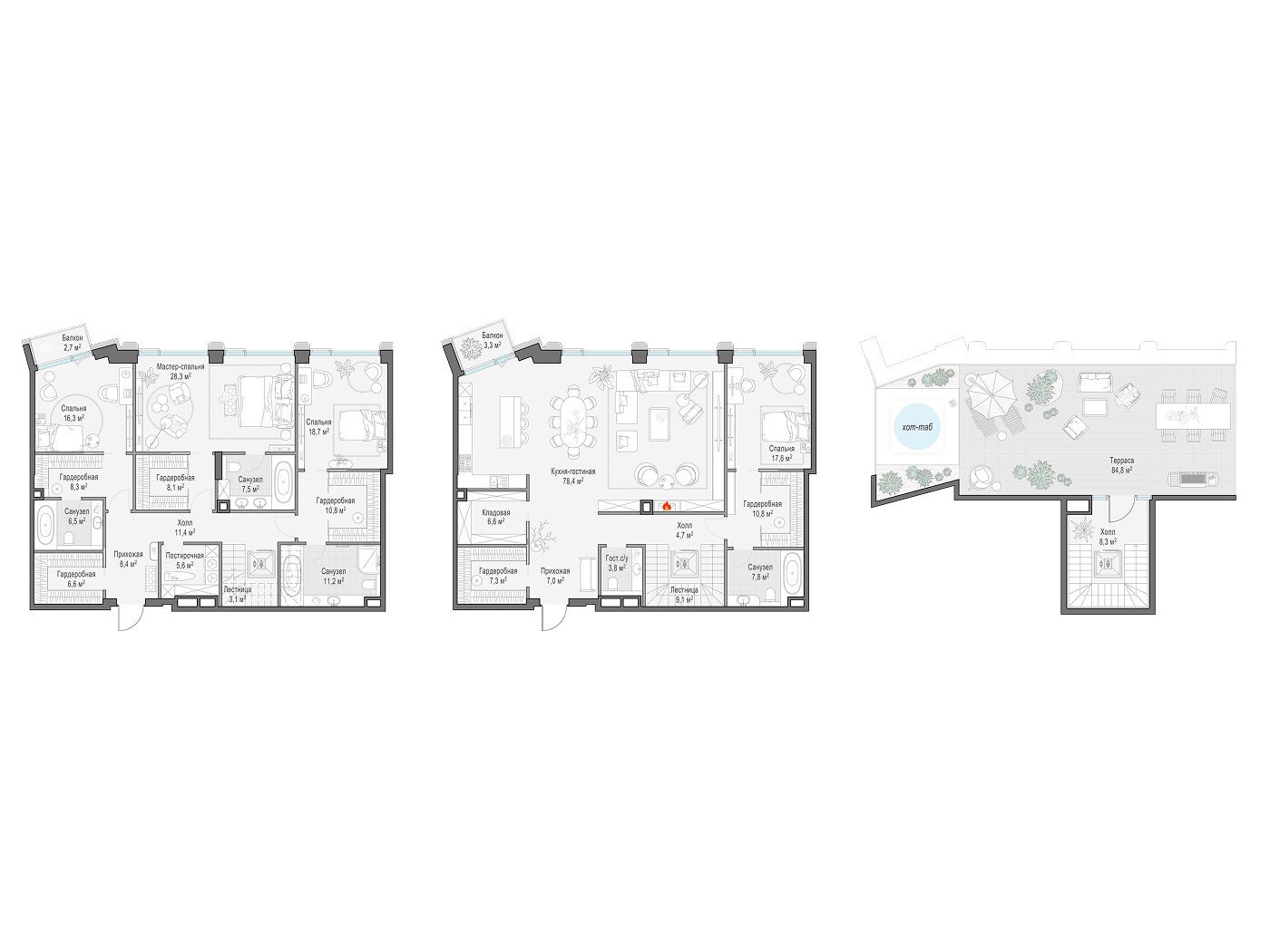 Планировка: 4-комн. квартира 307.80 м² в новостройке Палашёвский 11