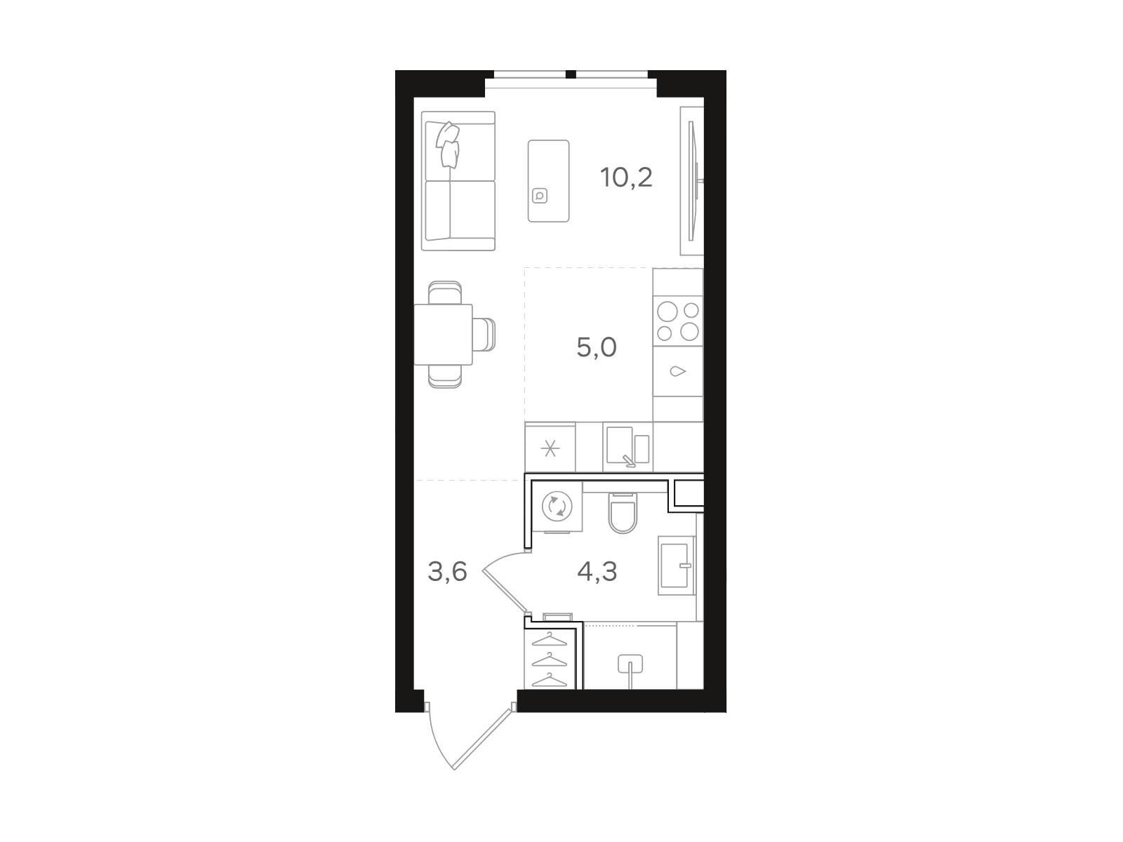 Планировка: Студия 23.10 м² в новостройке НАЗАРÉ
