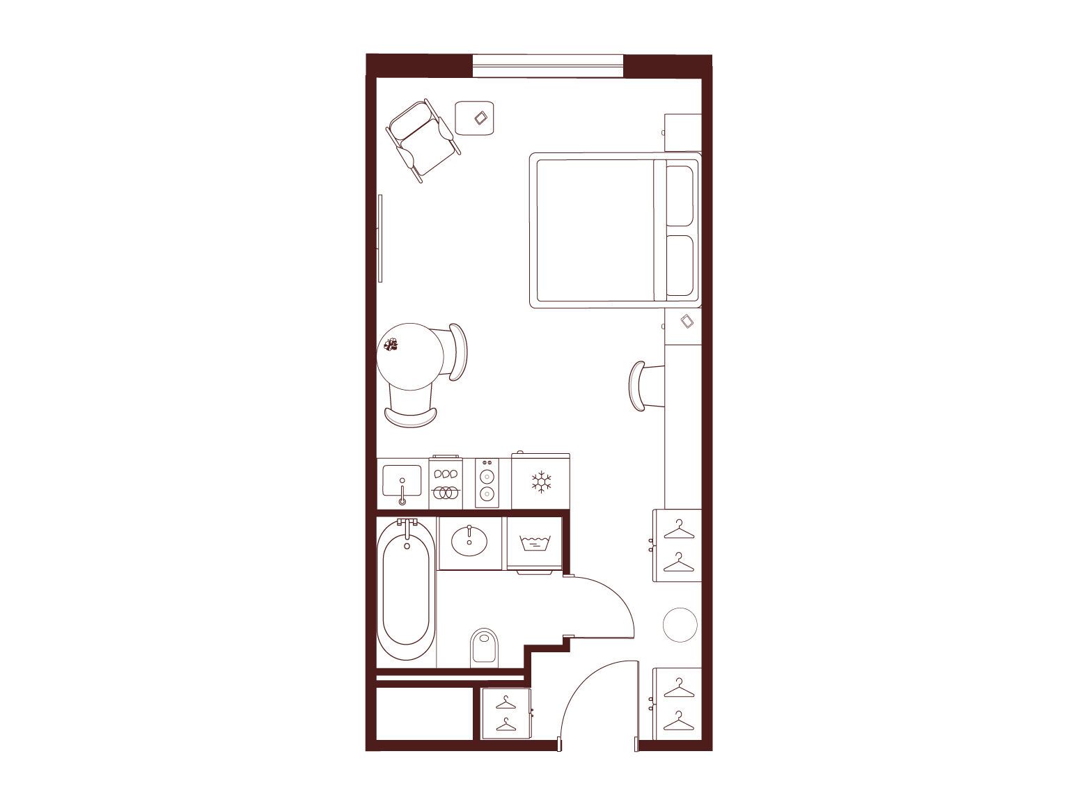 Планировка: Студия 28.93 м² в новостройке МФК Саан