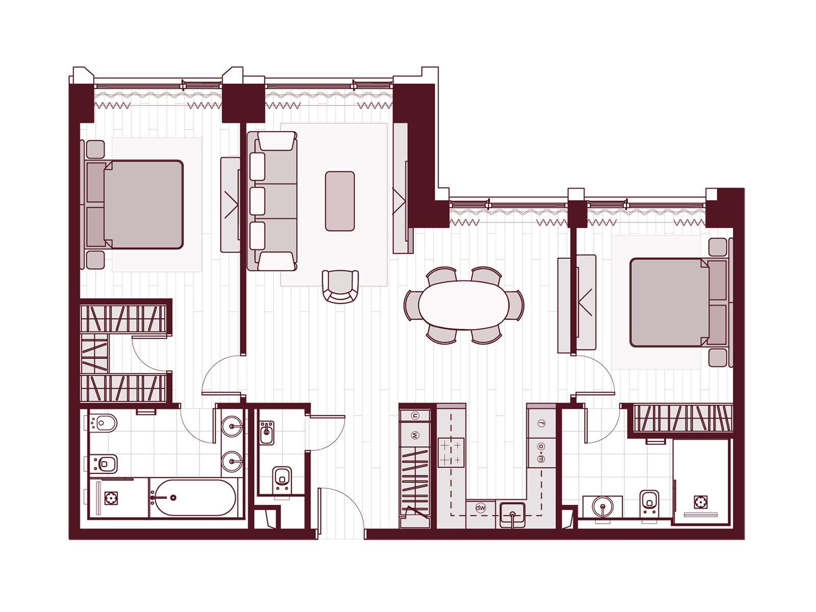 Планировка: 3-комн. квартира 95.70 м² в новостройке ЖК Прайм Парк