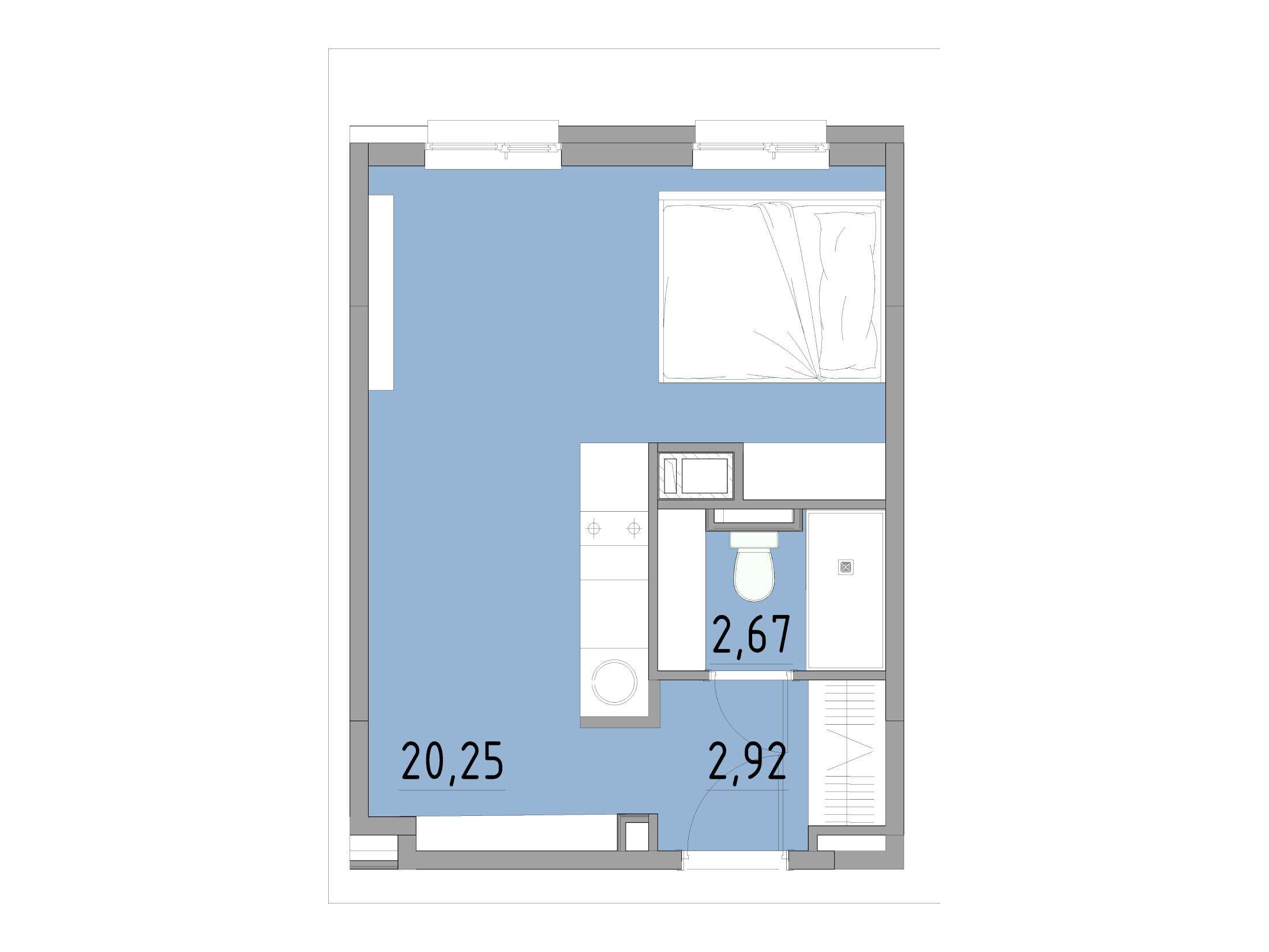 Планировка: Студия 25.84 м² в новостройке Космос Смарт Южный