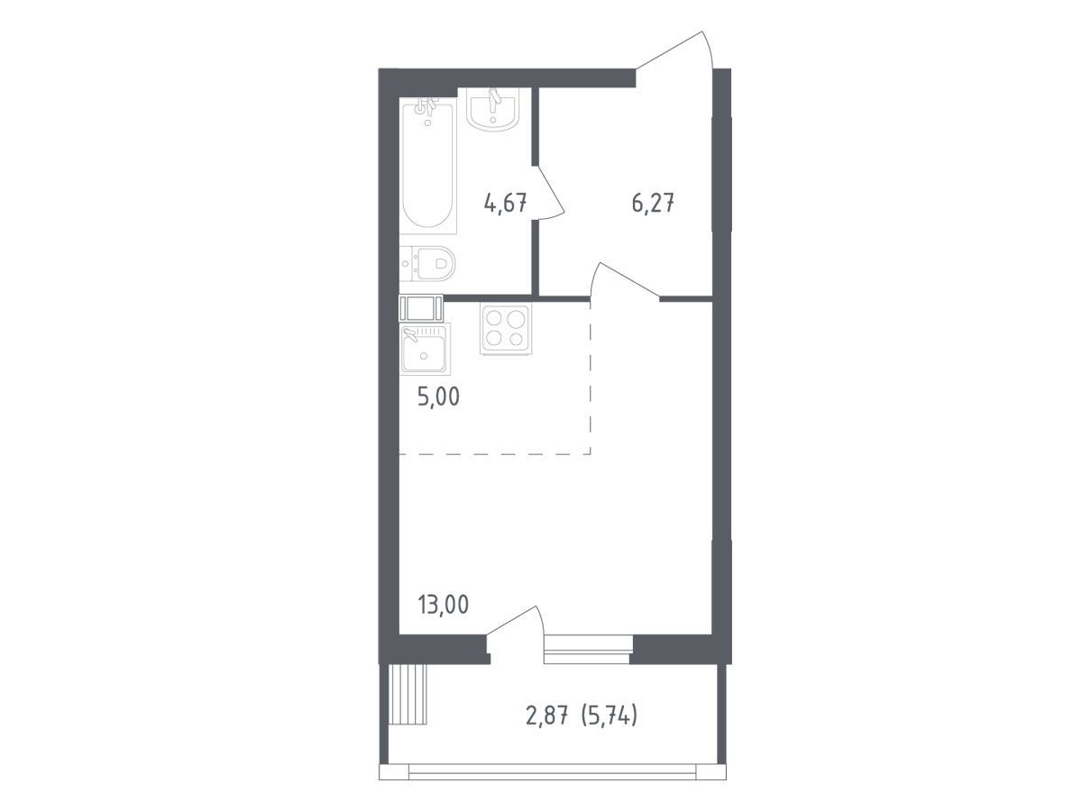 Планировка: Студия 31.60 м² в новостройке Егорово Парк