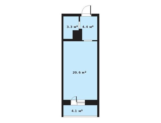 Планировка: Студия 28.30 м² в новостройке Прагма Сити