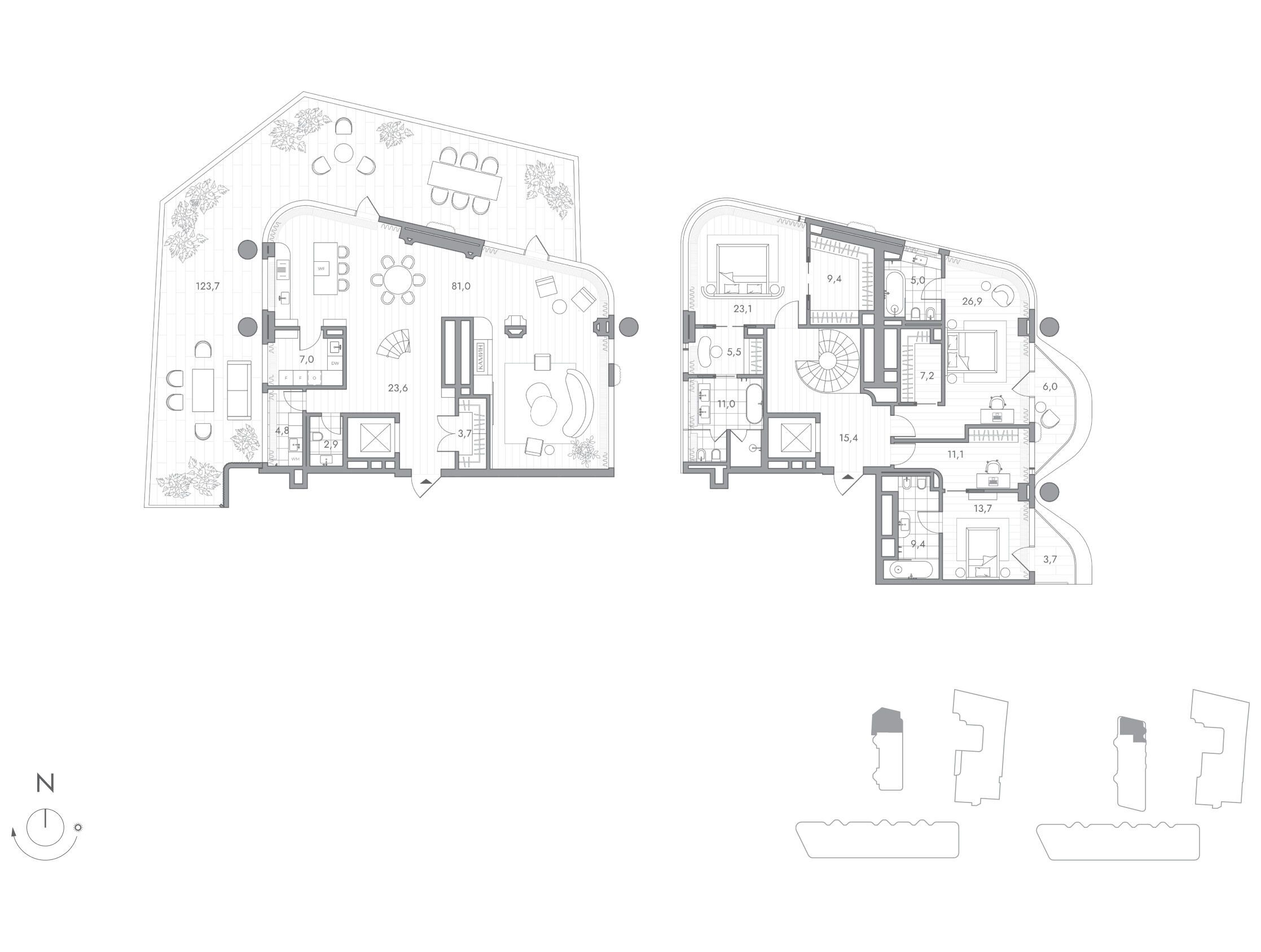 Планировка: 3-комн. квартира 300.70 м² в новостройке ЖК Фантом