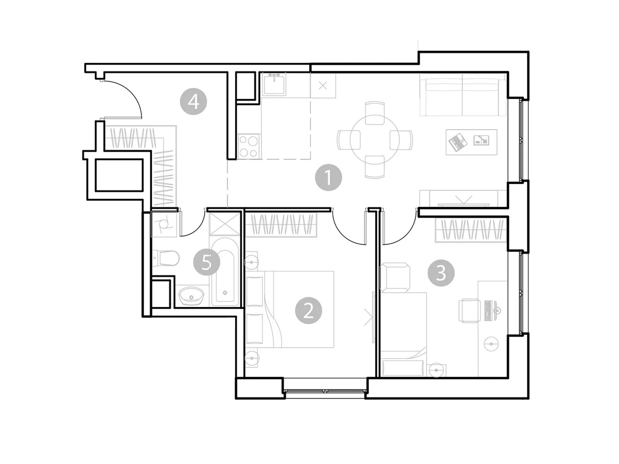 Планировка: 3-комн. квартира 55.07 м² в новостройке Эвопарк Сокольники