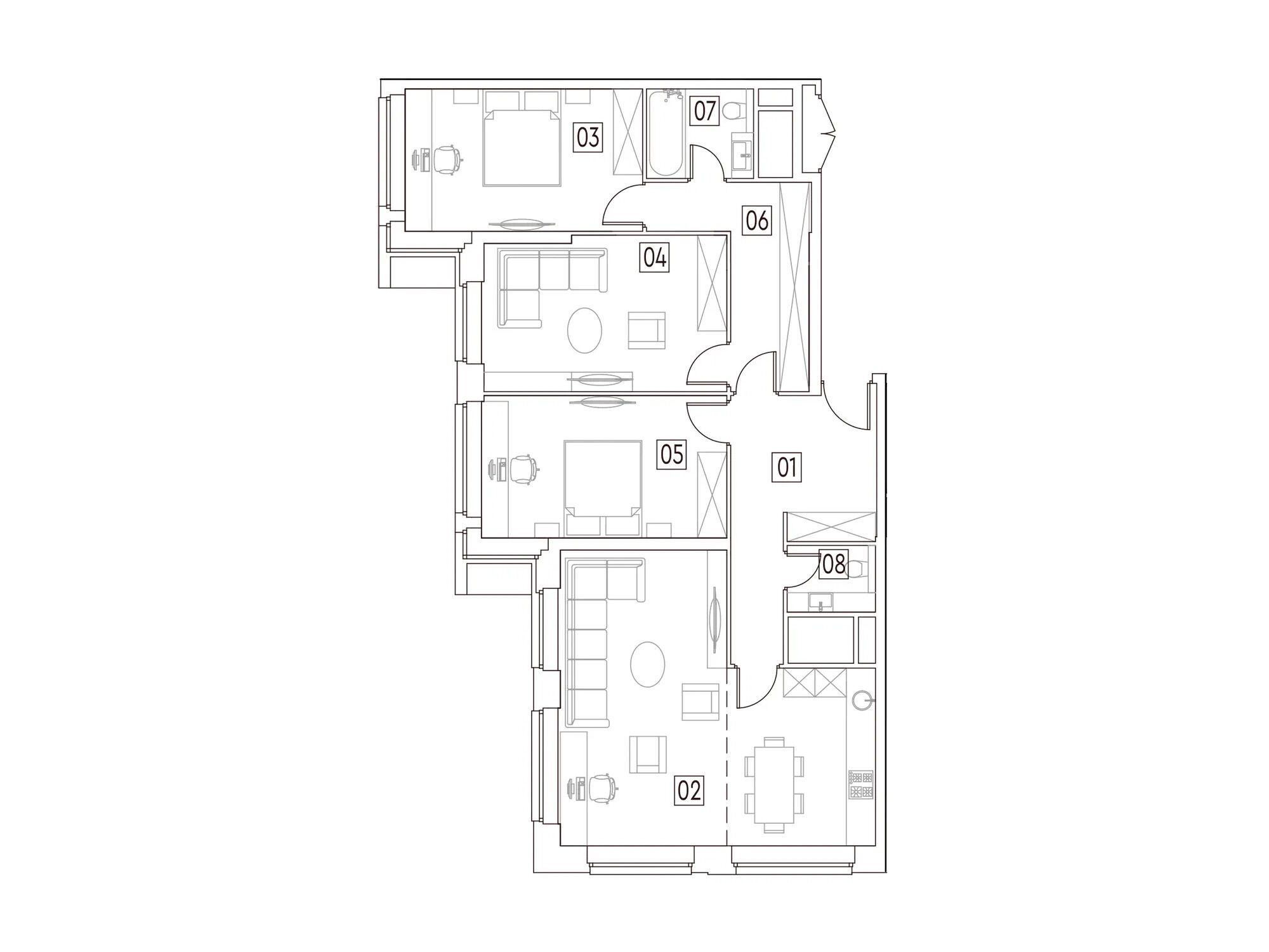 Планировка: 4-комн. квартира 105.10 м² в новостройке МейнСтрит