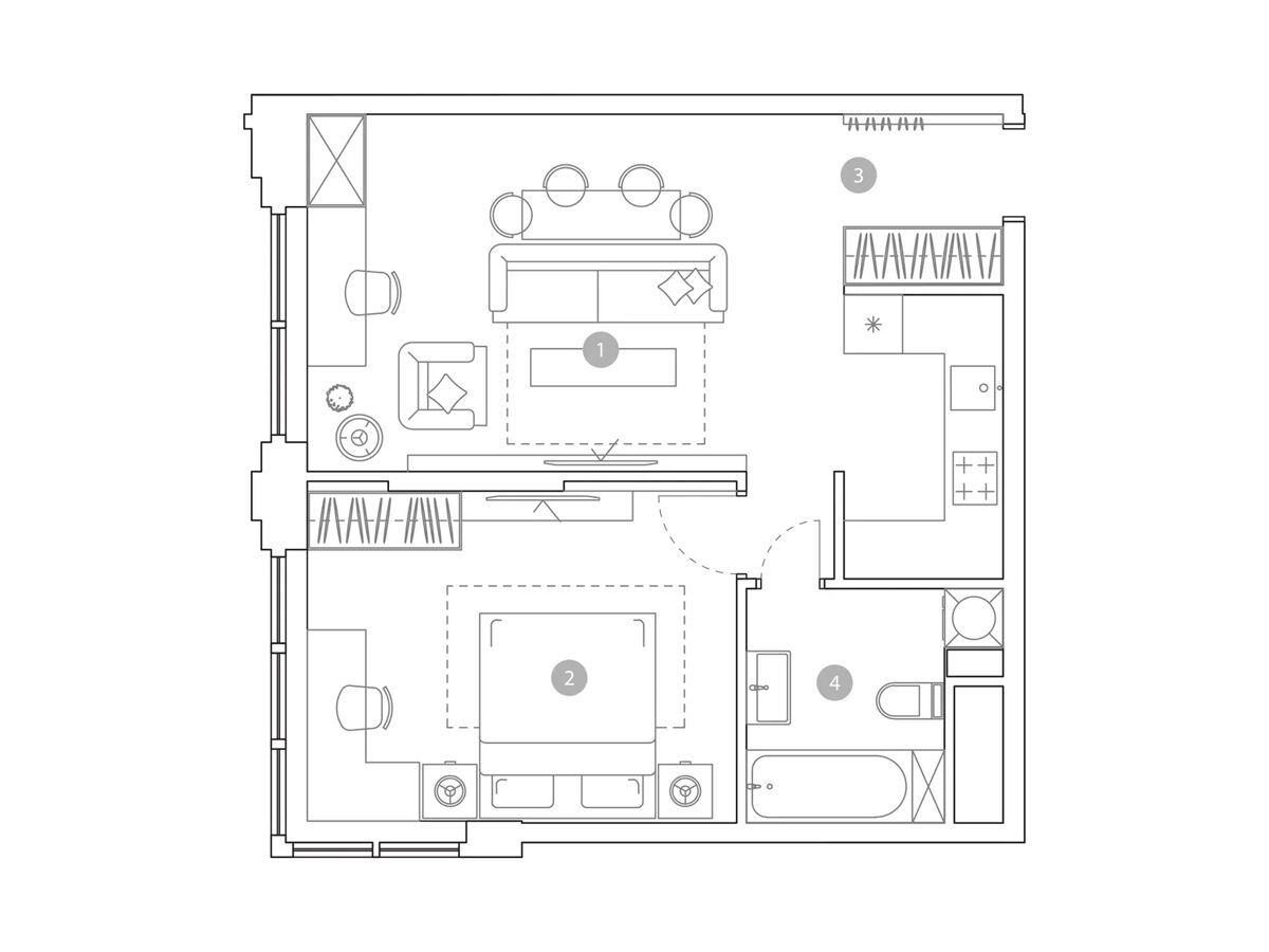 Планировка: 2-комн. квартира 51.00 м² в новостройке Вэри на Миклухо-Маклая