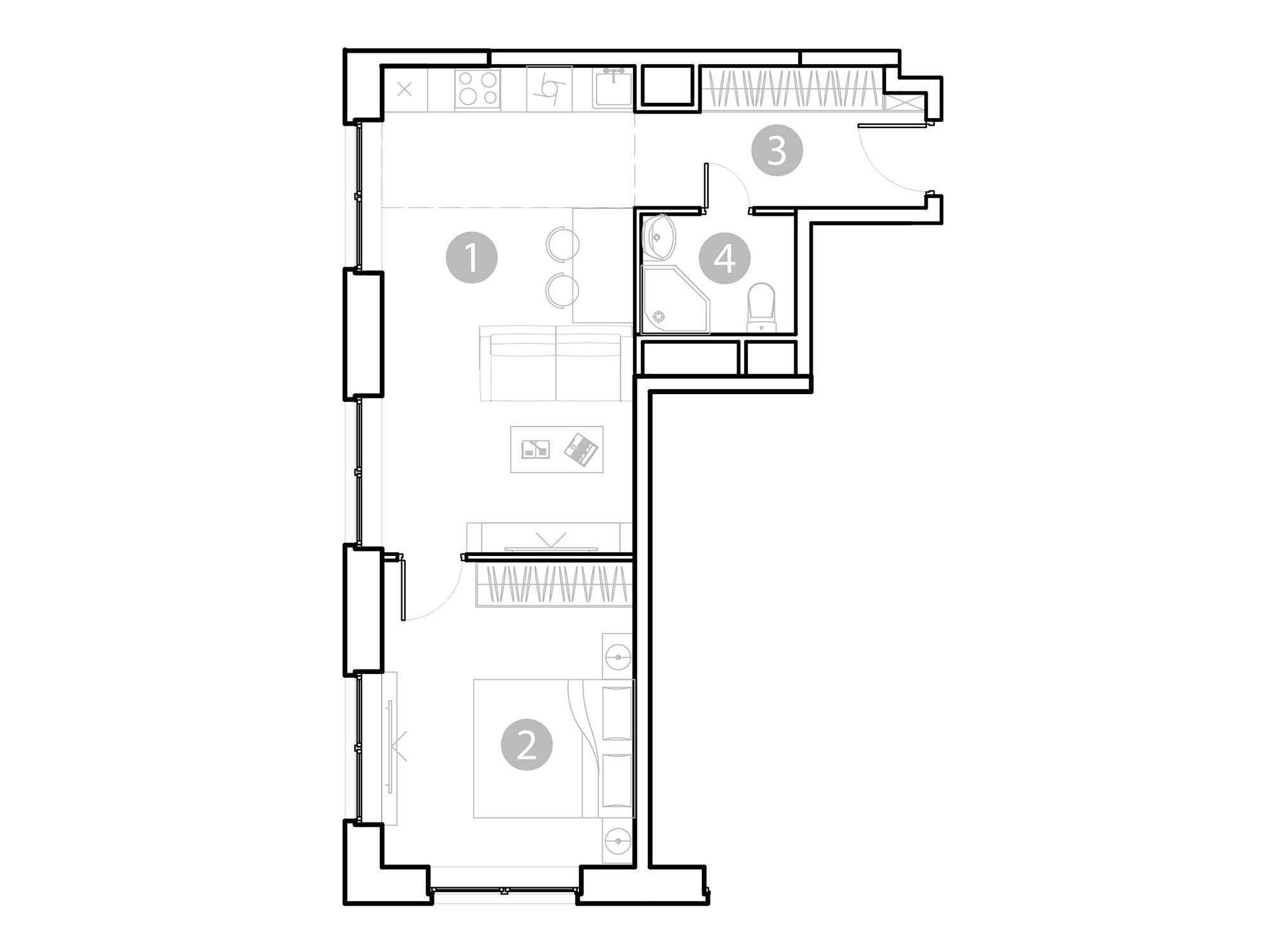 Планировка: 2-комн. квартира 45.32 м² в новостройке Эвопарк Сокольники