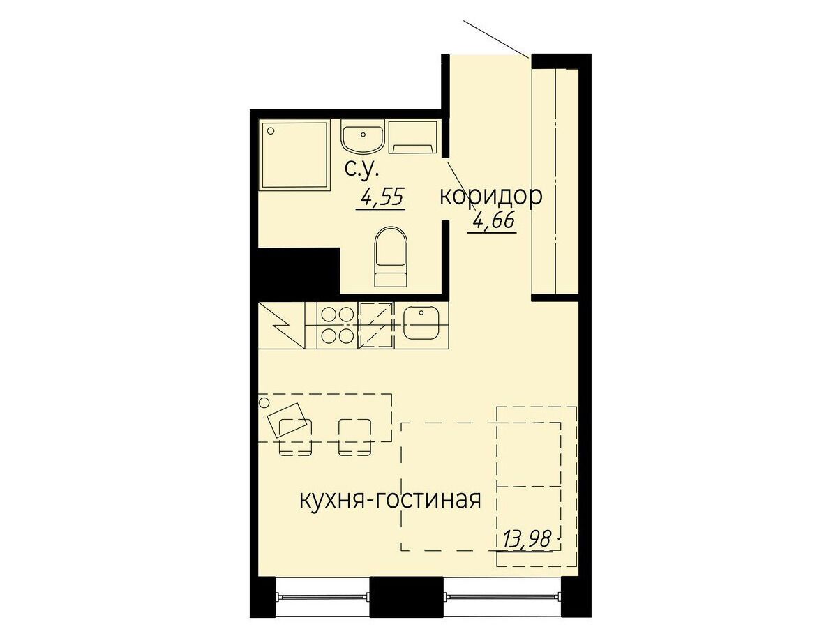 Планировка: Студия 23.19 м² в новостройке ЖК Айди Политех