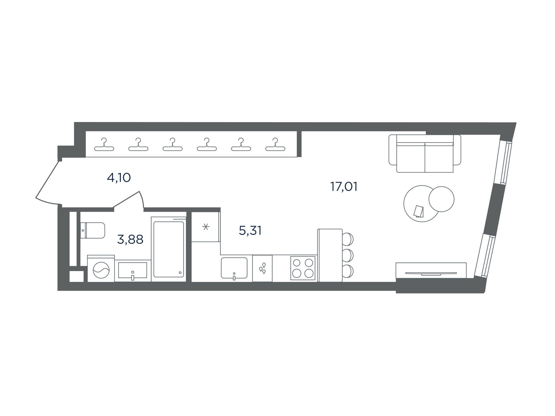 Планировка: 1-комн. квартира 30.30 м² в новостройке Сикрет Гарден