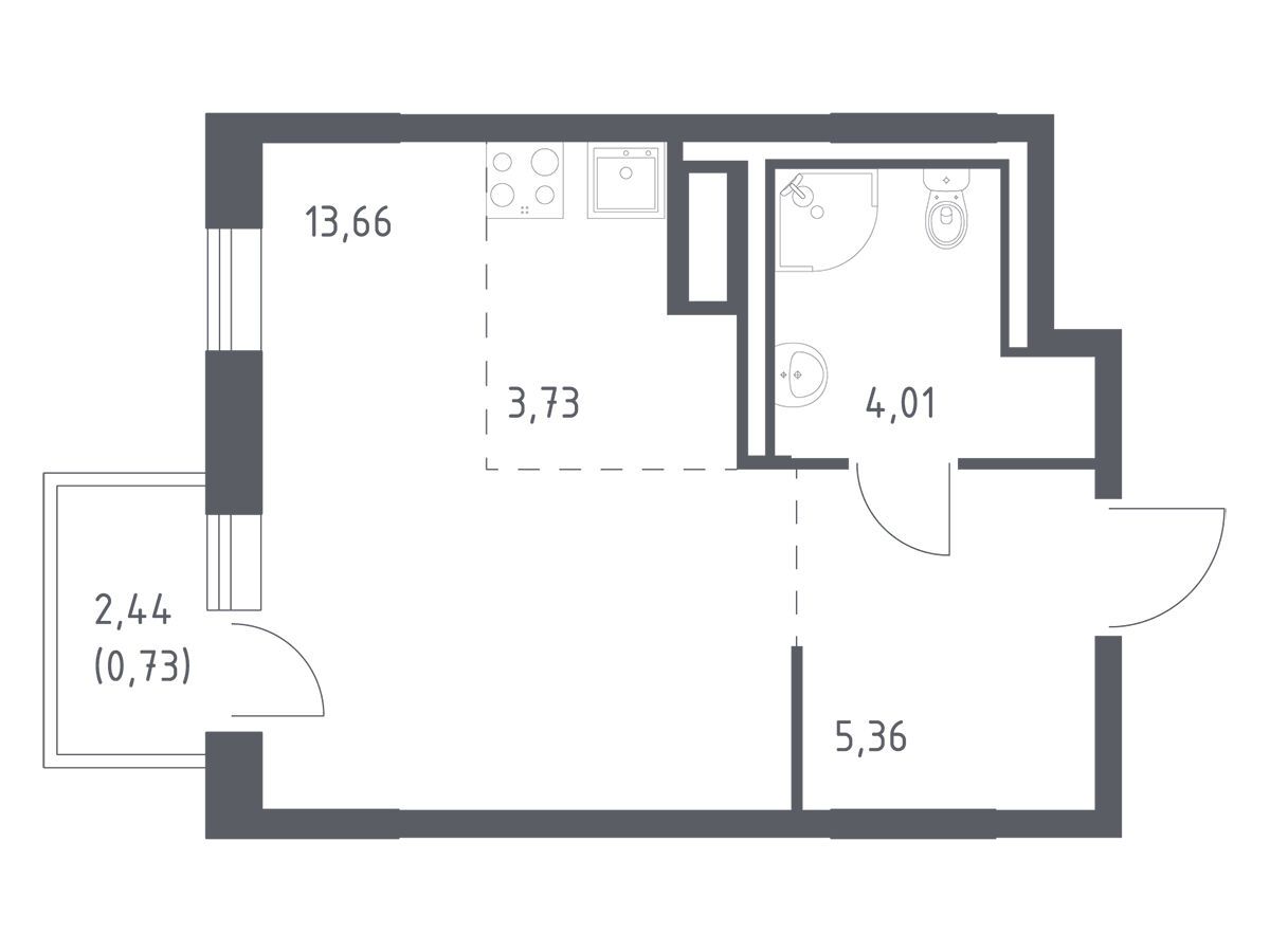 Планировка: Студия 27.48 м² в новостройке Лаголово