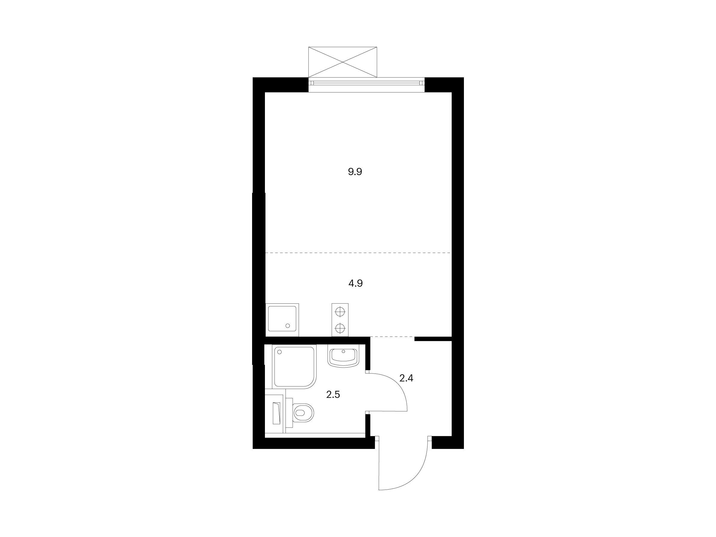 Планировка: Студия 19.70 м² в новостройке Кузьминский лес