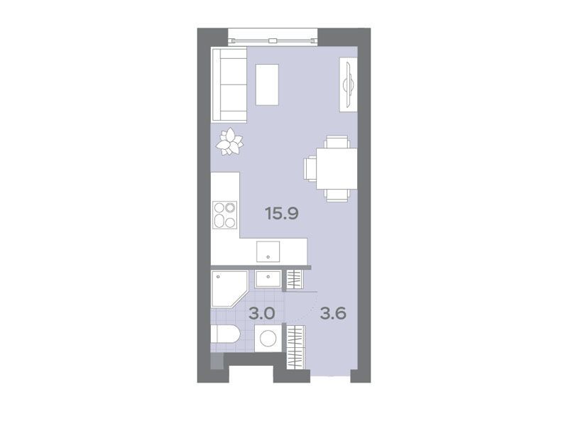 Планировка: Студия 21.70 м² в новостройке ЖК Дмитровское Небо