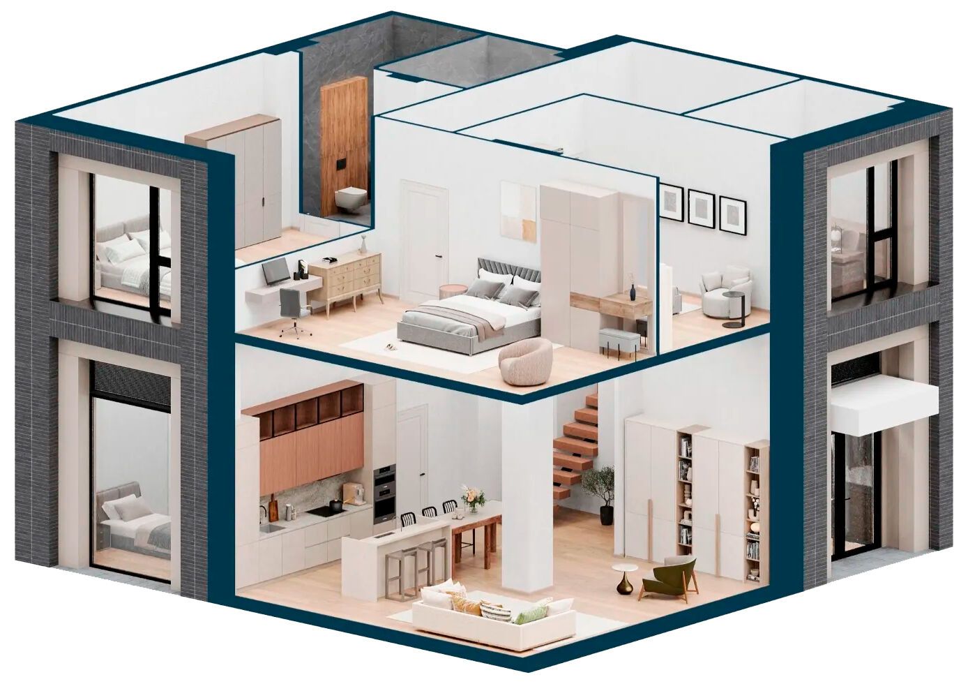 Планировка: 5-комн. квартира 185.50 м² в новостройке Левел Бауманская