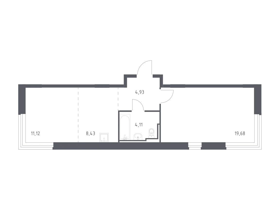 Планировка: 1-комн. квартира 47.50 м² в новостройке Рублевский Квартал