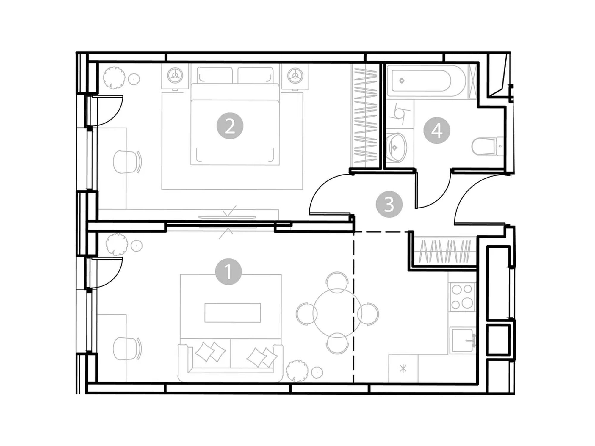 Планировка: 2-комн. квартира 50.55 м² в новостройке Эвопарк Измайлово