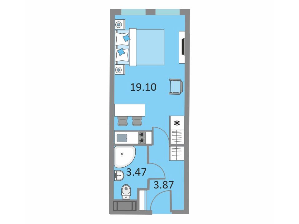 Планировка: 1-комн. квартира 26.20 м² в новостройке ЖК Начало