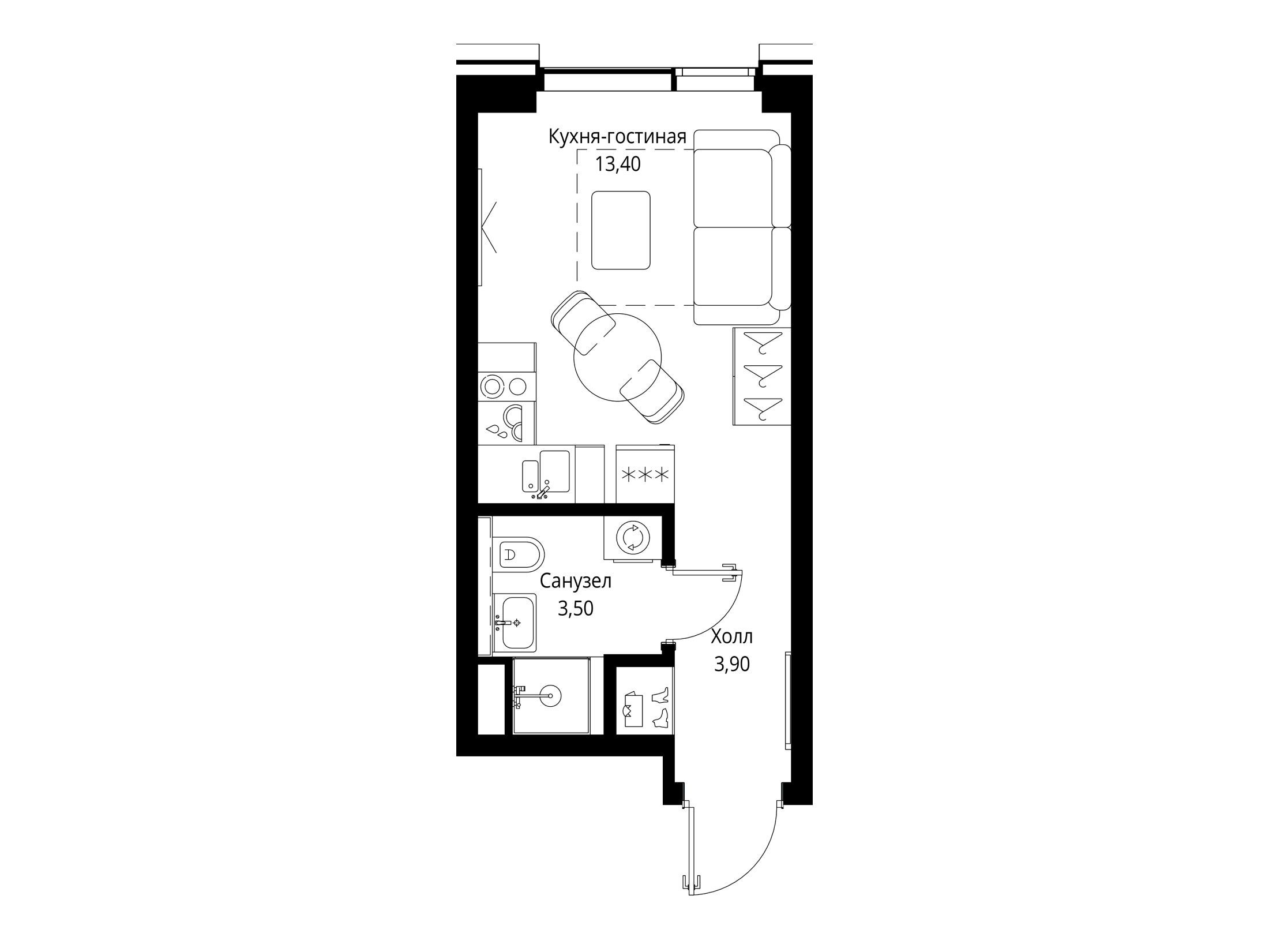 Планировка: Студия 20.80 м² в новостройке Ситидзен