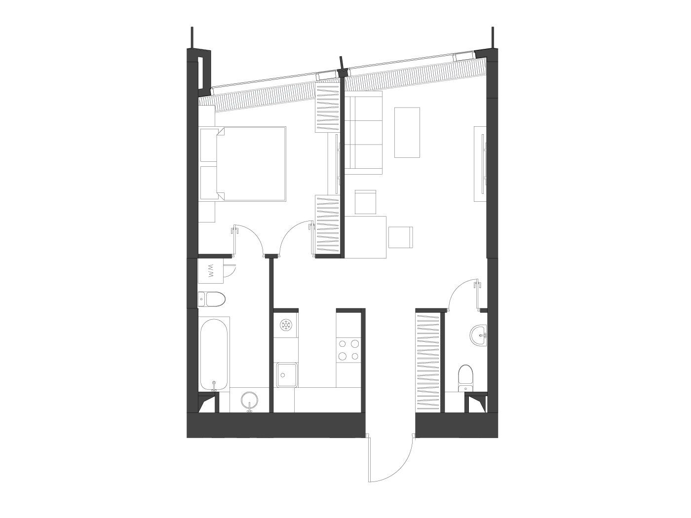 Планировка: 1-комн. квартира 54.36 м² в новостройке ЖК Дом Дау