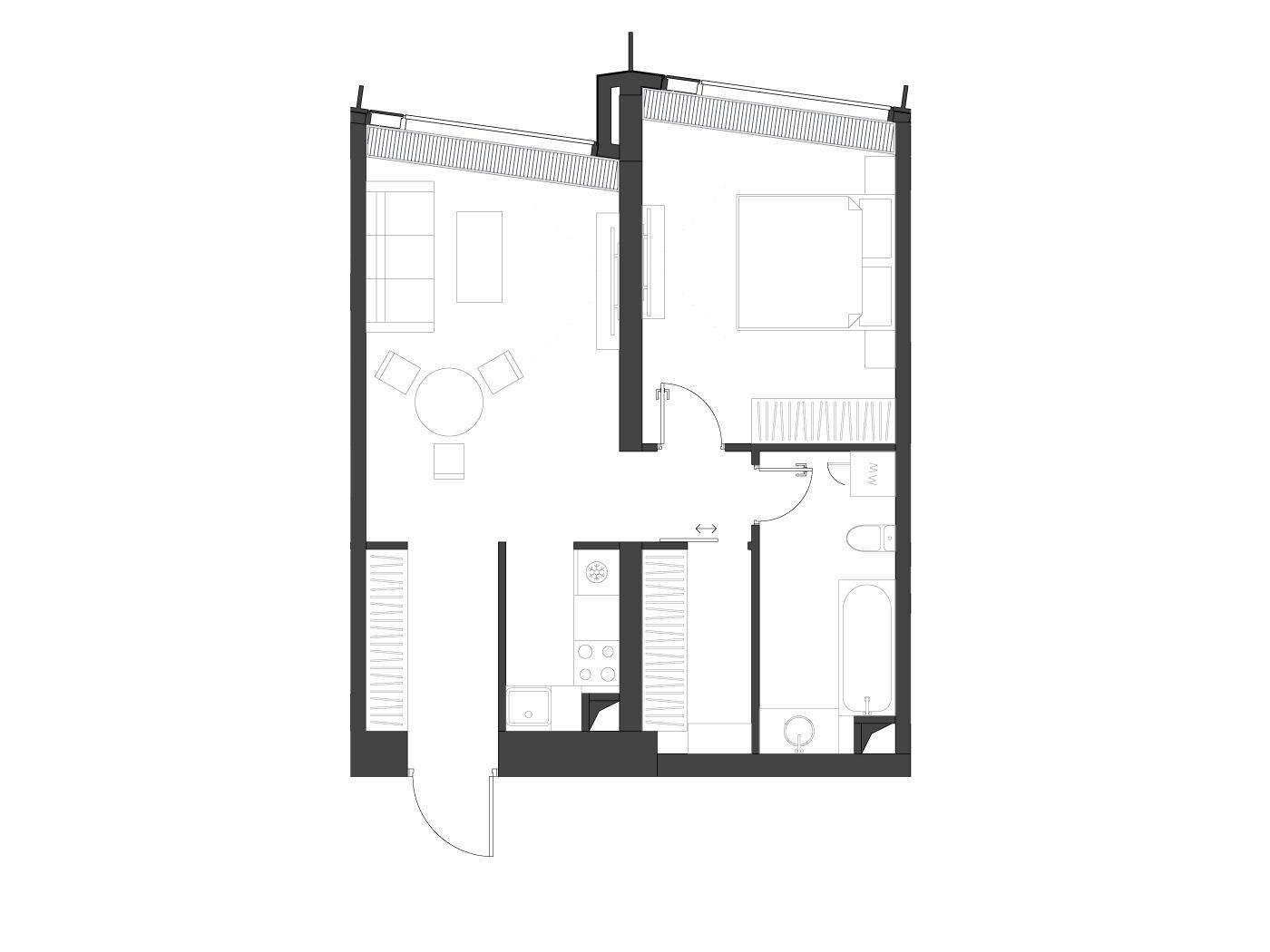 Планировка: 1-комн. квартира 54.72 м² в новостройке ЖК Дом Дау
