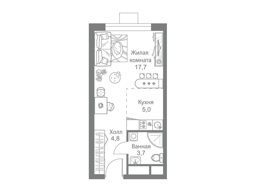 Планировка: Студия 31.20 м² в новостройке Стеллар Сити