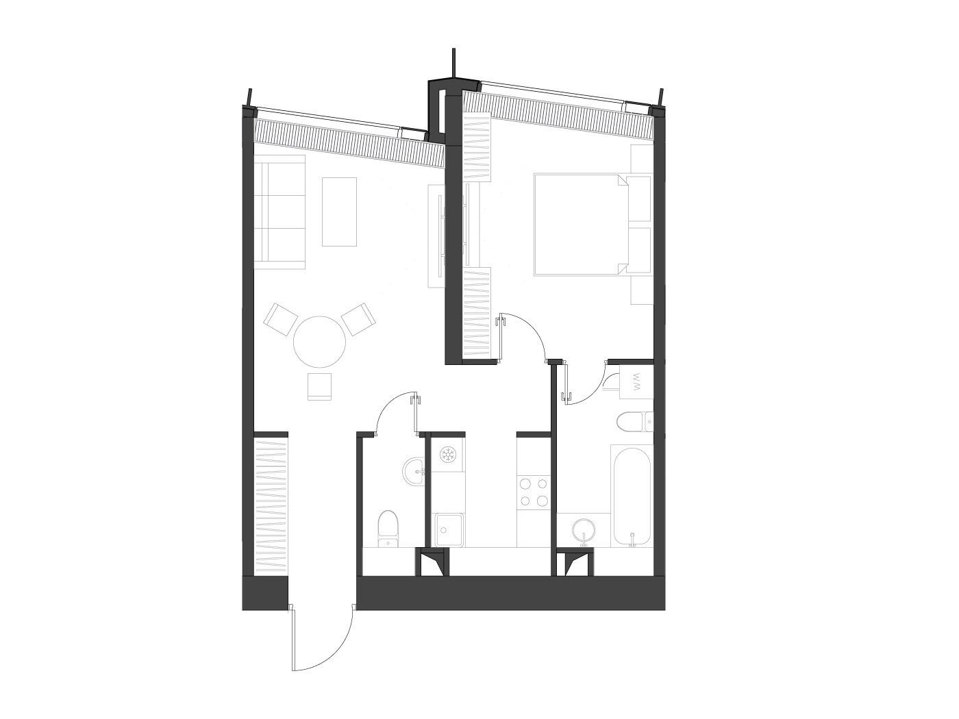 Планировка: 1-комн. квартира 54.22 м² в новостройке ЖК Дом Дау