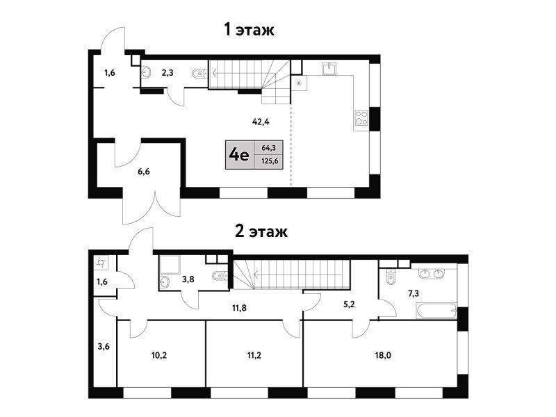 Планировка: 4-комн. квартира 127.50 м² в новостройке Фестиваль Парк-2