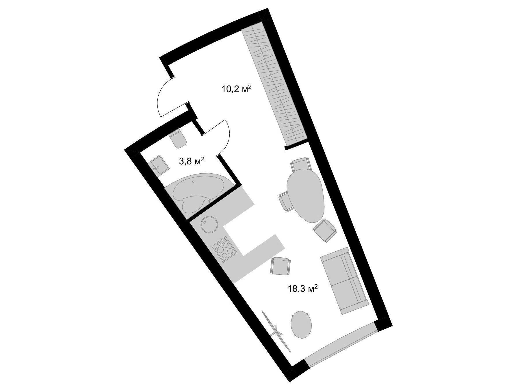 Планировка: Студия 32.30 м² в новостройке Мытищи-Сити