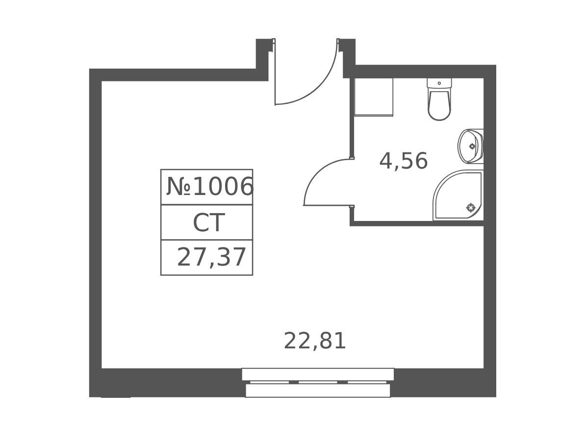 Планировка: Студия 27.37 м² в новостройке ЖК Волковская 67