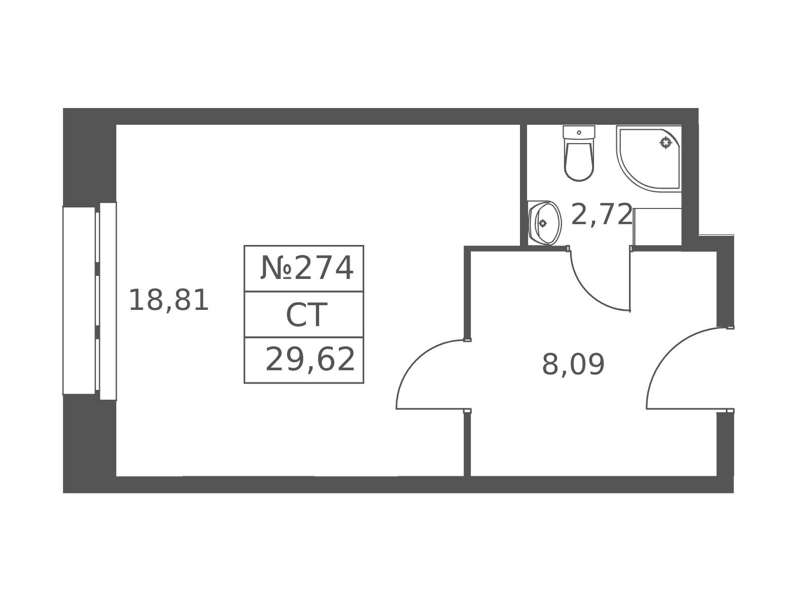 Планировка: Студия 29.62 м² в новостройке ЖК Волковская 67