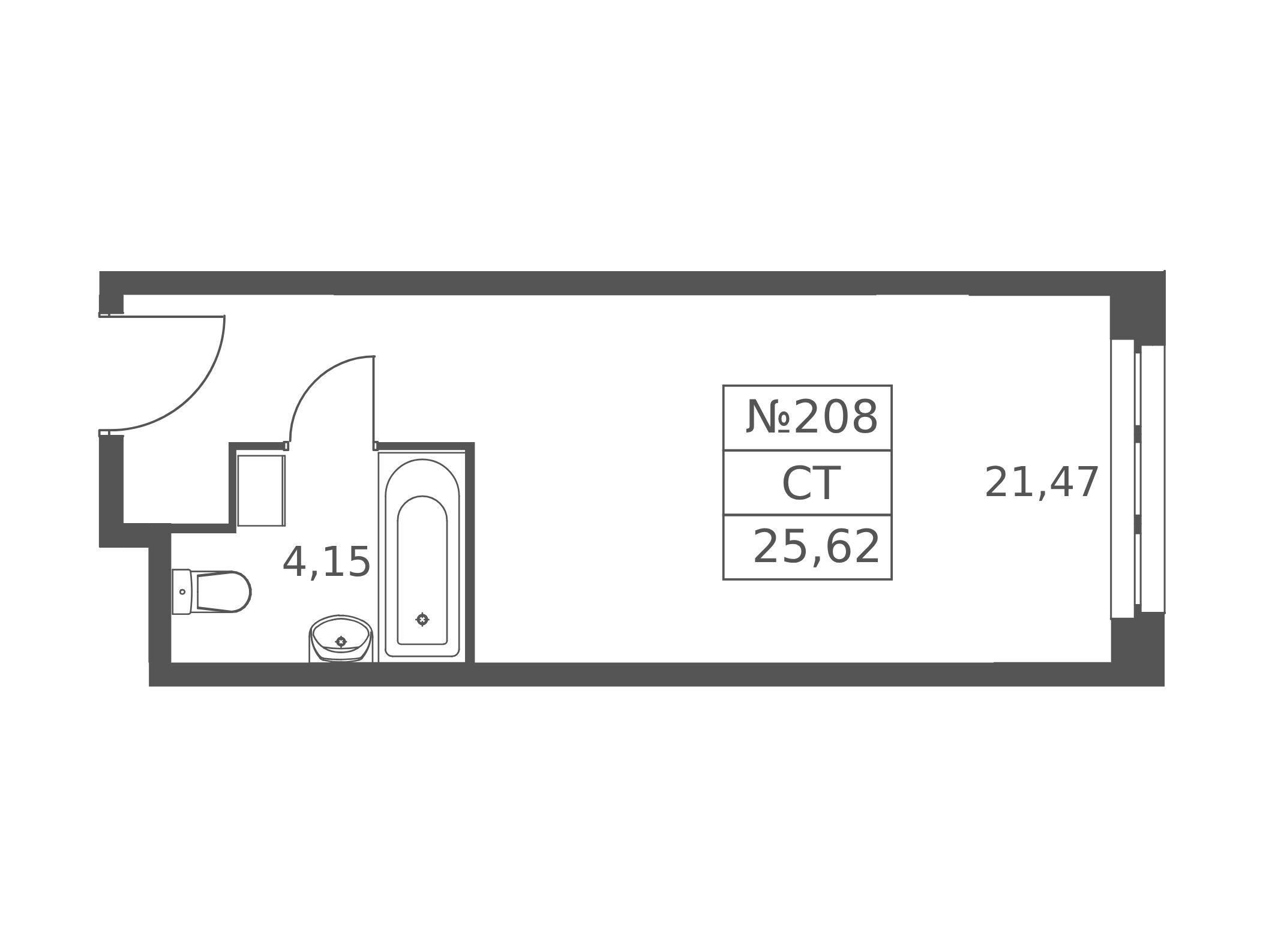 Планировка: Студия 25.62 м² в новостройке ЖК Волковская 67