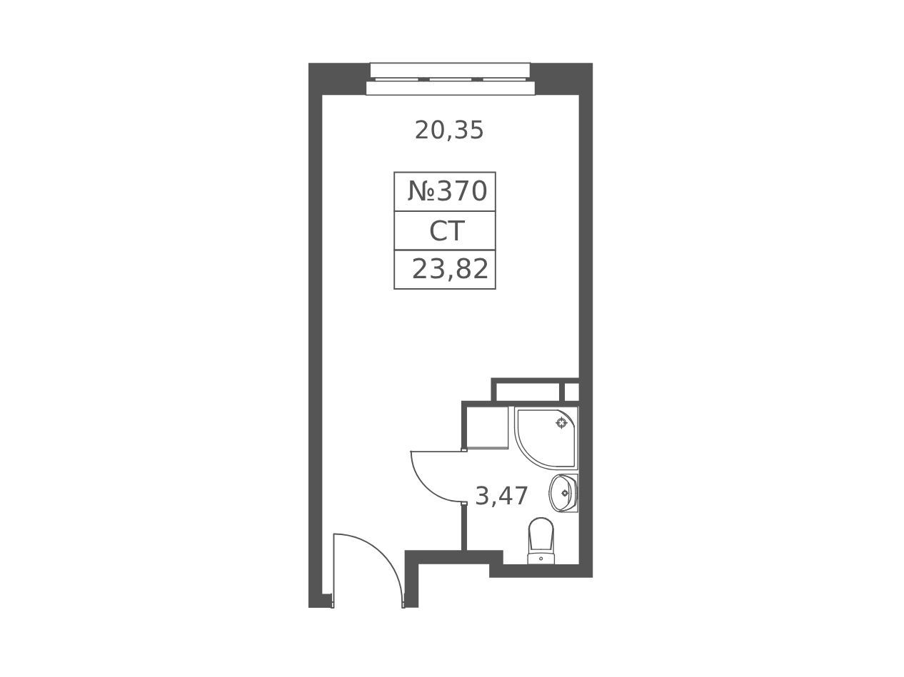 Планировка: Студия 23.82 м² в новостройке ЖК Волковская 67