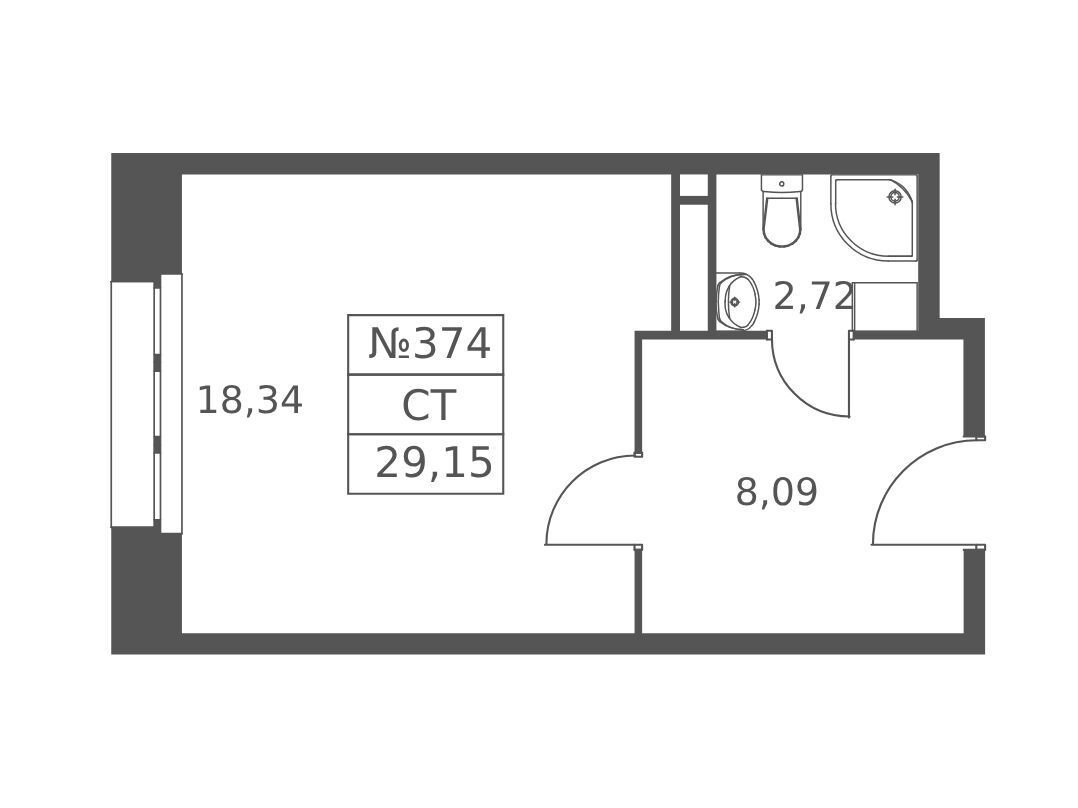 Планировка: Студия 29.15 м² в новостройке Волковская 67