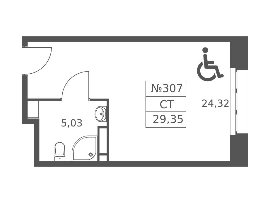 Планировка: Студия 29.35 м² в новостройке Волковская 67