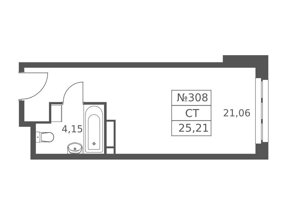 Планировка: Студия 25.21 м² в новостройке Волковская 67