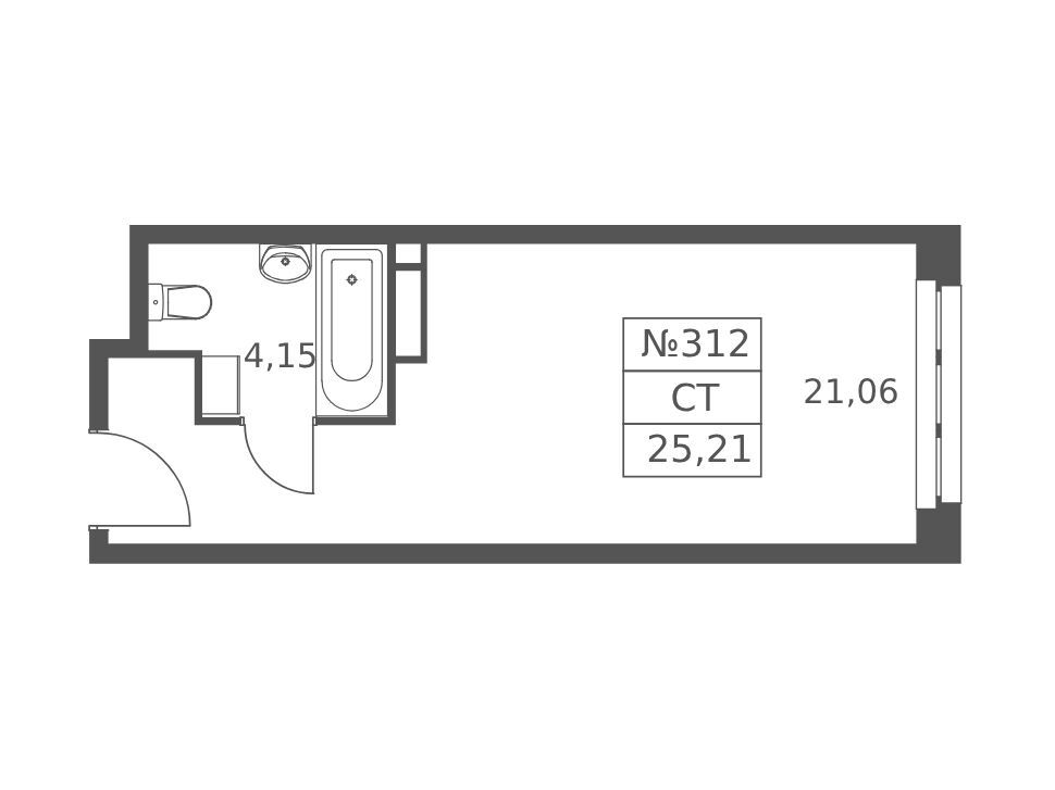 Планировка: Студия 25.21 м² в новостройке Волковская 67