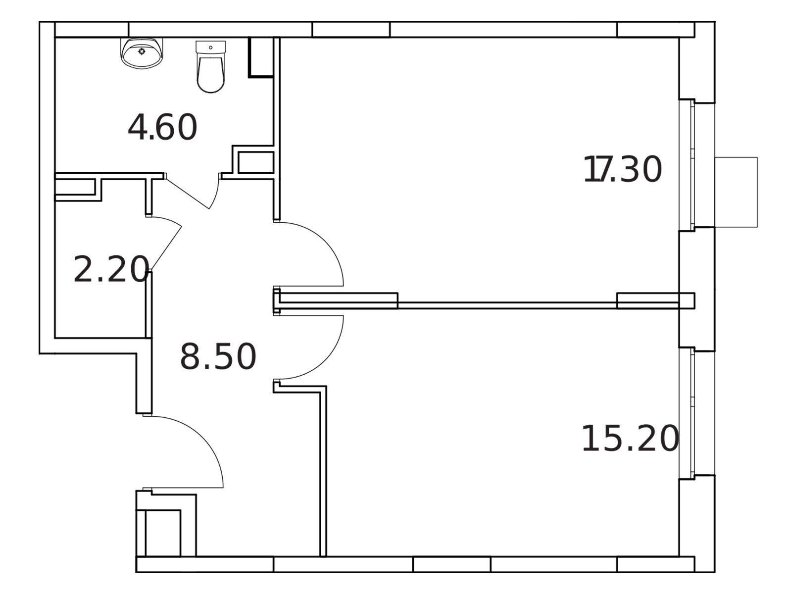 Планировка: 2-комн. квартира 47.80 м² в новостройке Облака 2.0
