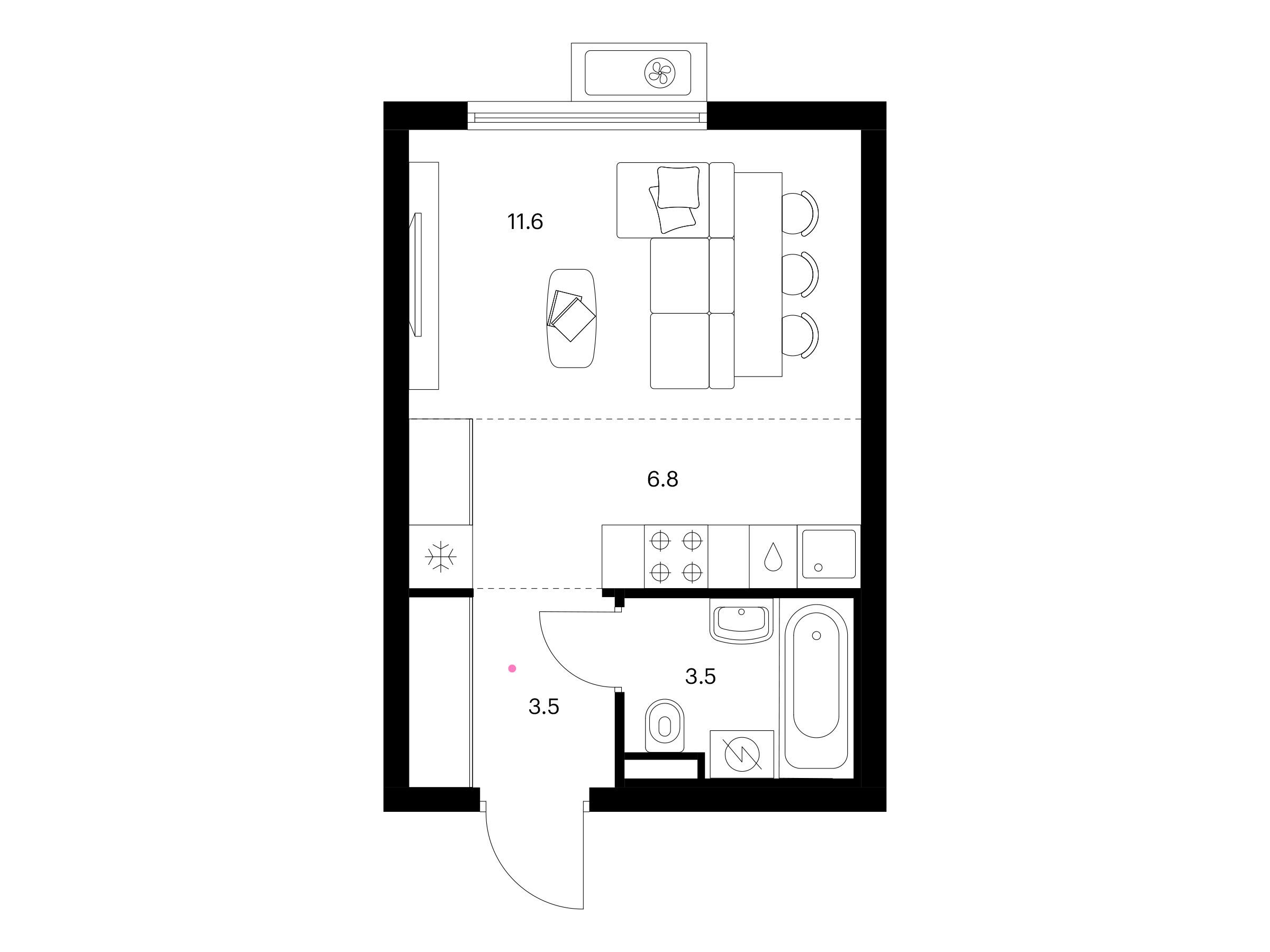 Планировка: Студия 25.40 м² в новостройке ЖК Белая Дача парк