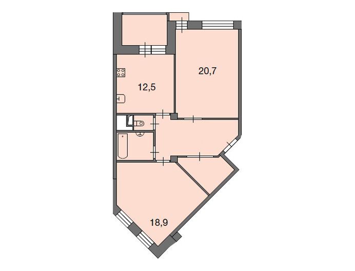 Планировка: 2-комн. квартира 72.50 м² в новостройке Ново-Никольское
