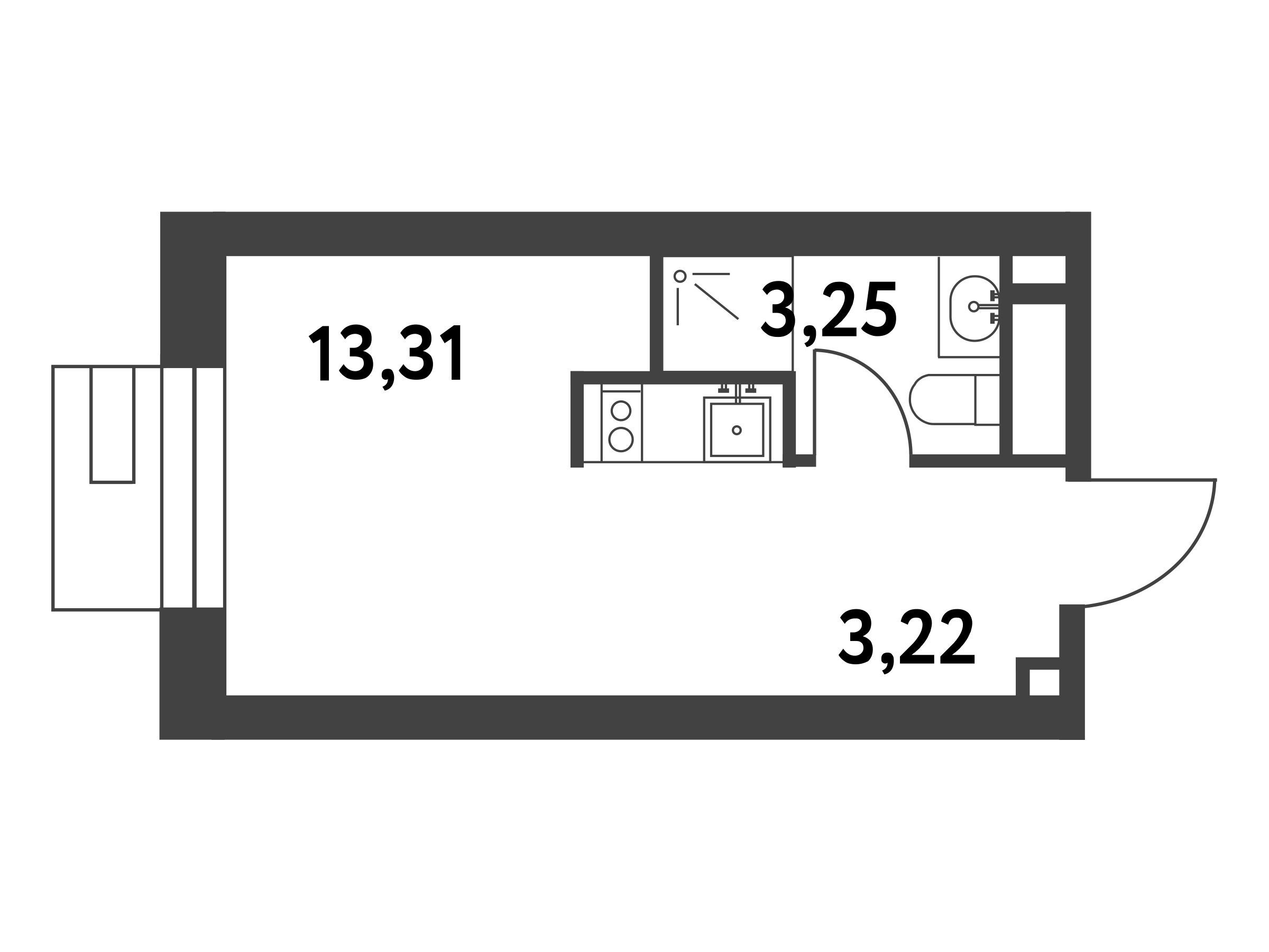 Планировка: Студия 19.70 м² в новостройке Смарт Гарден